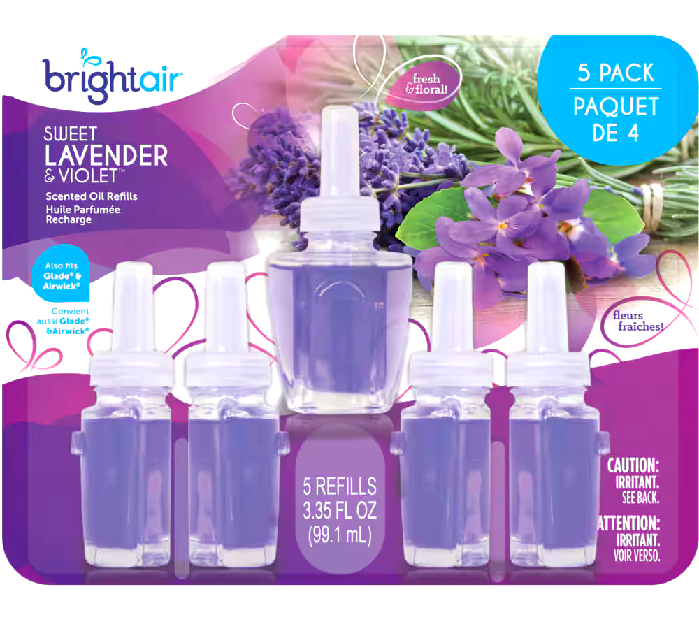 Bright Air 5-pk Scented Oil Air Freshener Refills, Assorted Scents