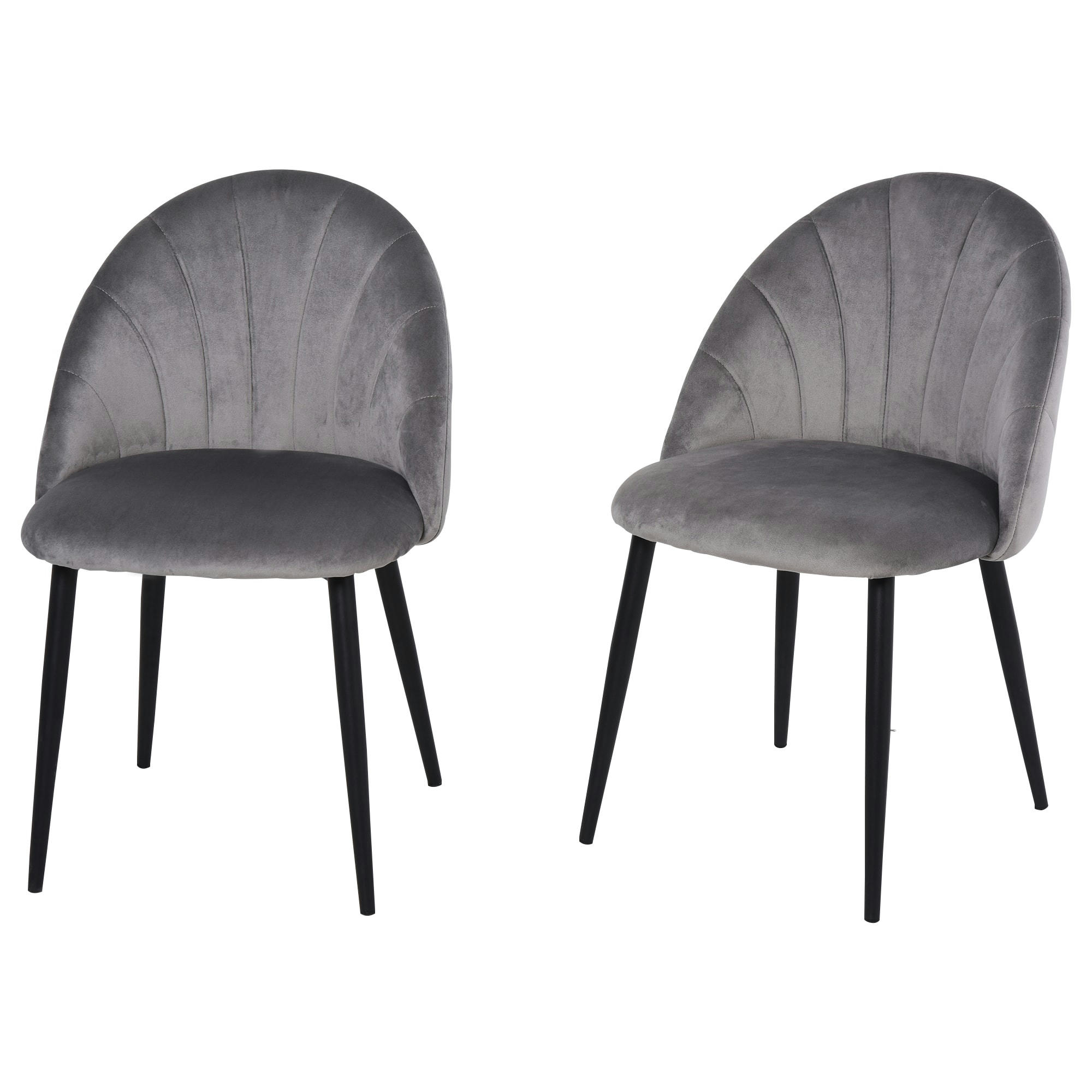 - Lot de 2 chaises pieds métal noir velours gris