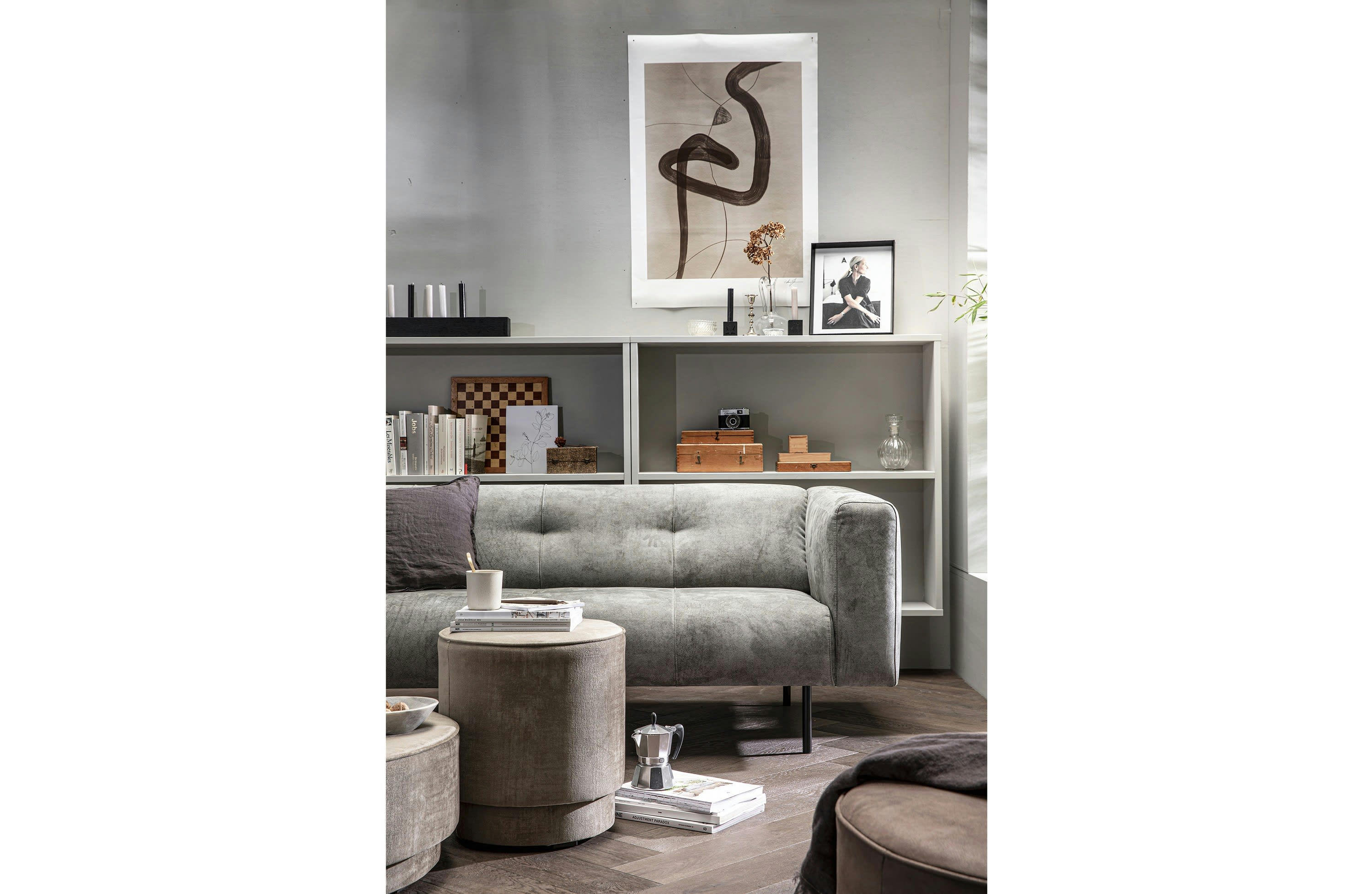 PEARL - Pouf en velour champagne