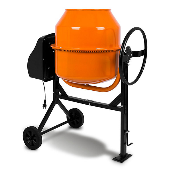 EBERTH 140L Bétonnière électrique , 550W, Portable, Châssis, Tambour et Couronne Dentée en Acier, Volant Verrouillable