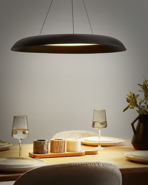 Lampa wisząca LED ring okrągła metalowa czarna