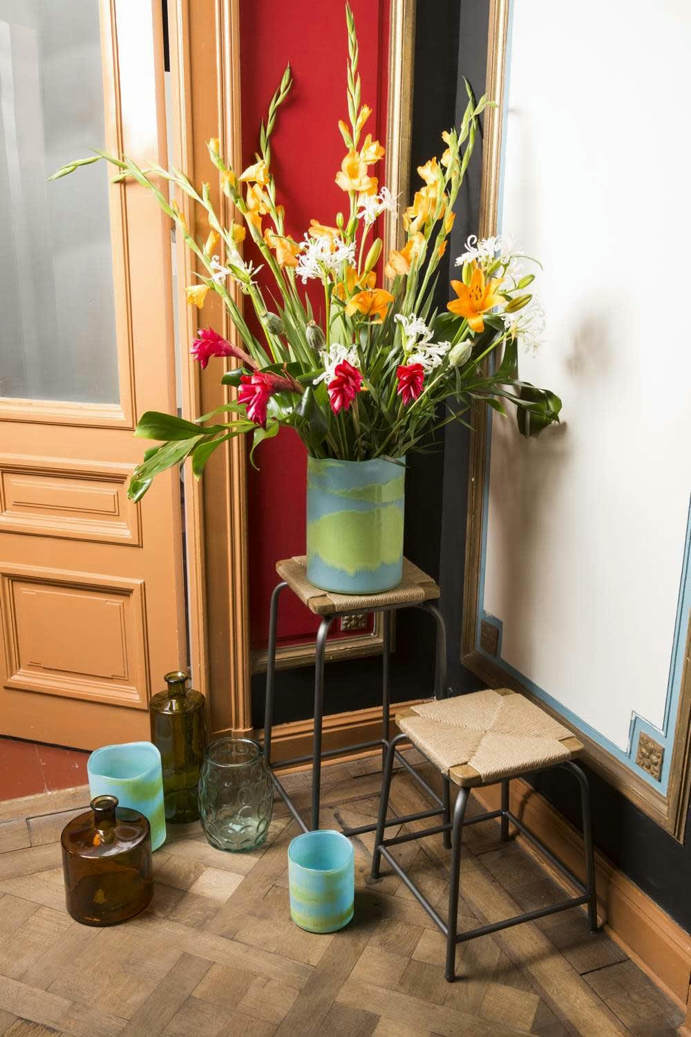 TROQUET - Tabouret en fibres naturelles beige