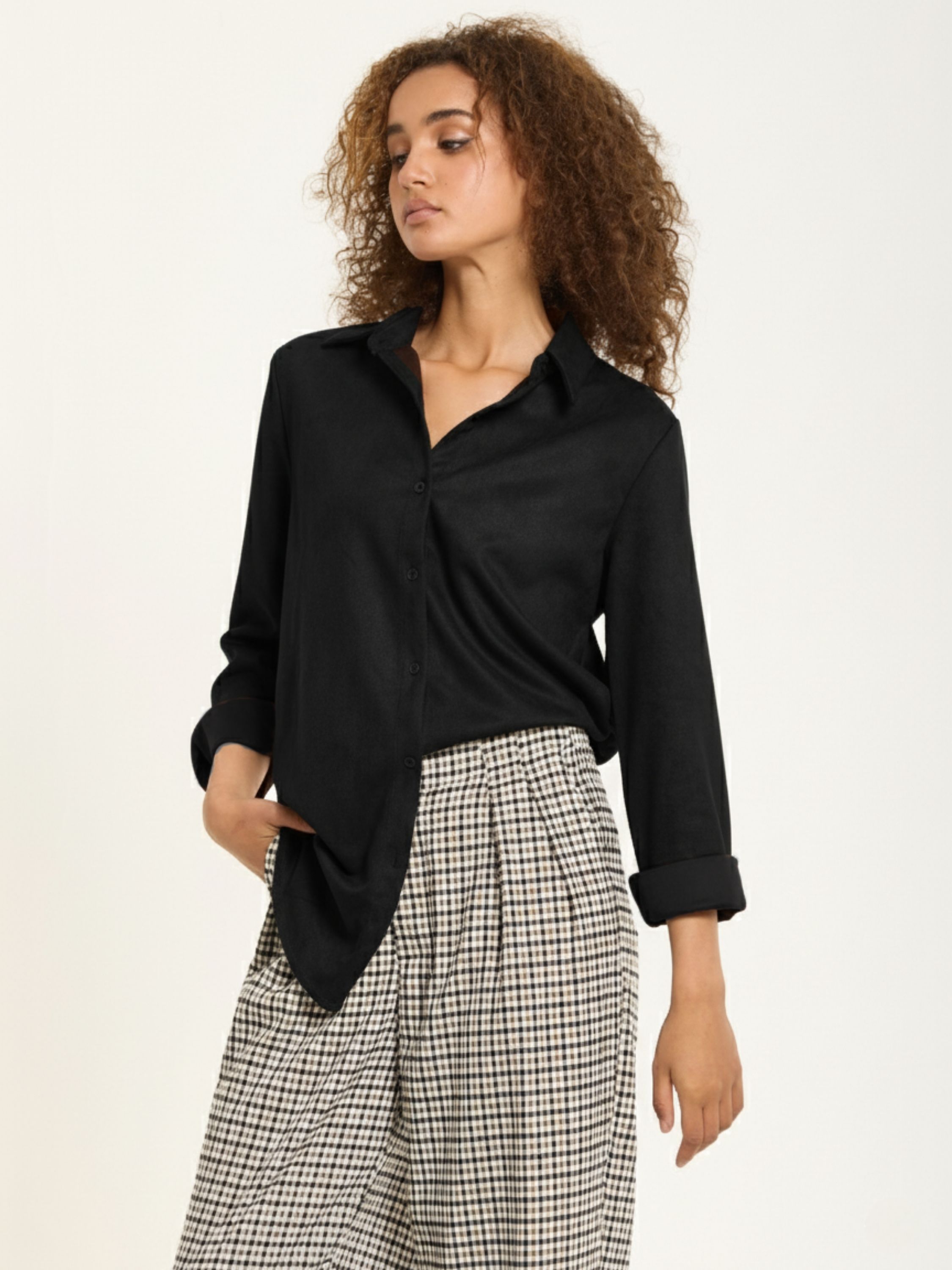 House of Holland Black Faux Suede Shirt