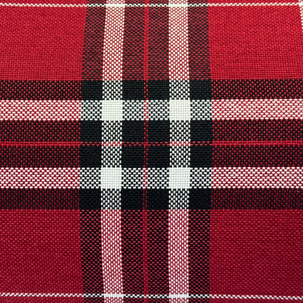 Pufa LOBOX plecionka 40x40 cm okrągła w kratę do salonu czerwona