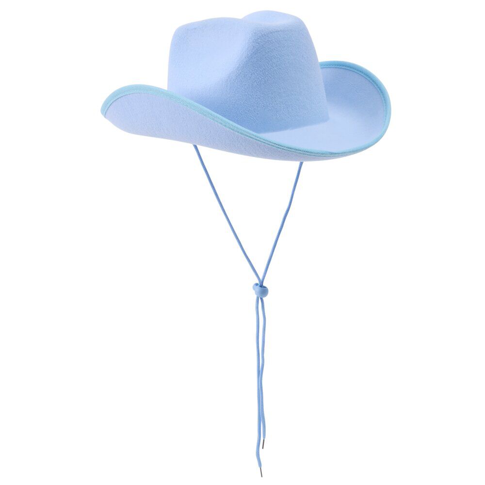 Chapeau de cow-boy feutrine 38x13xH30cm (2 modèles bleu ou rose)