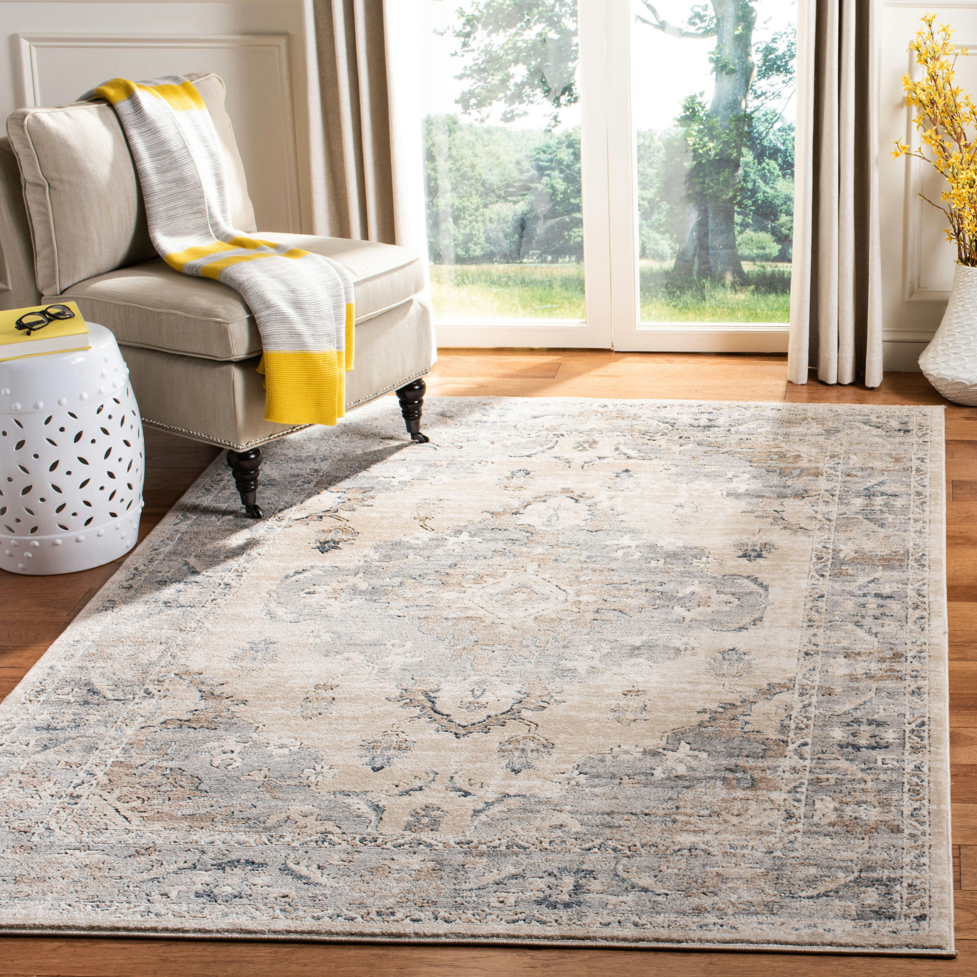 OREGON - Tapis de salon interieur en beige & gris, 122 x 183 cm