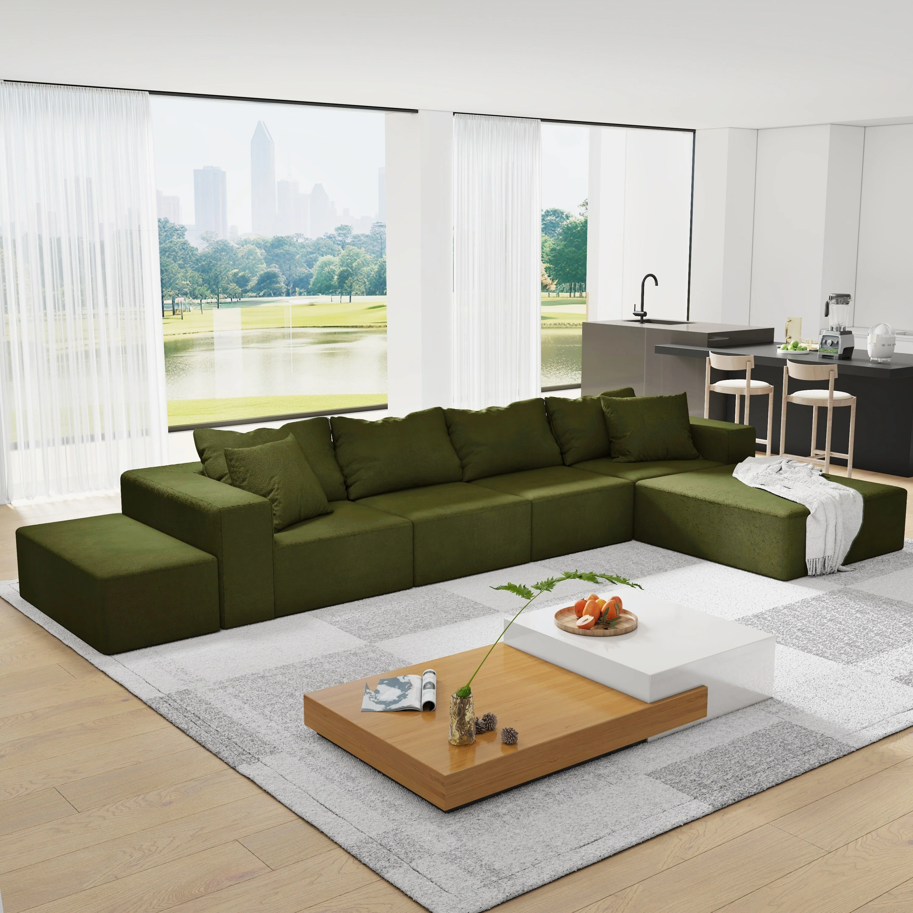 Modular L Shaped Sectional Sofa 6 Seat Convertible Cloud Couch, Free Combination
