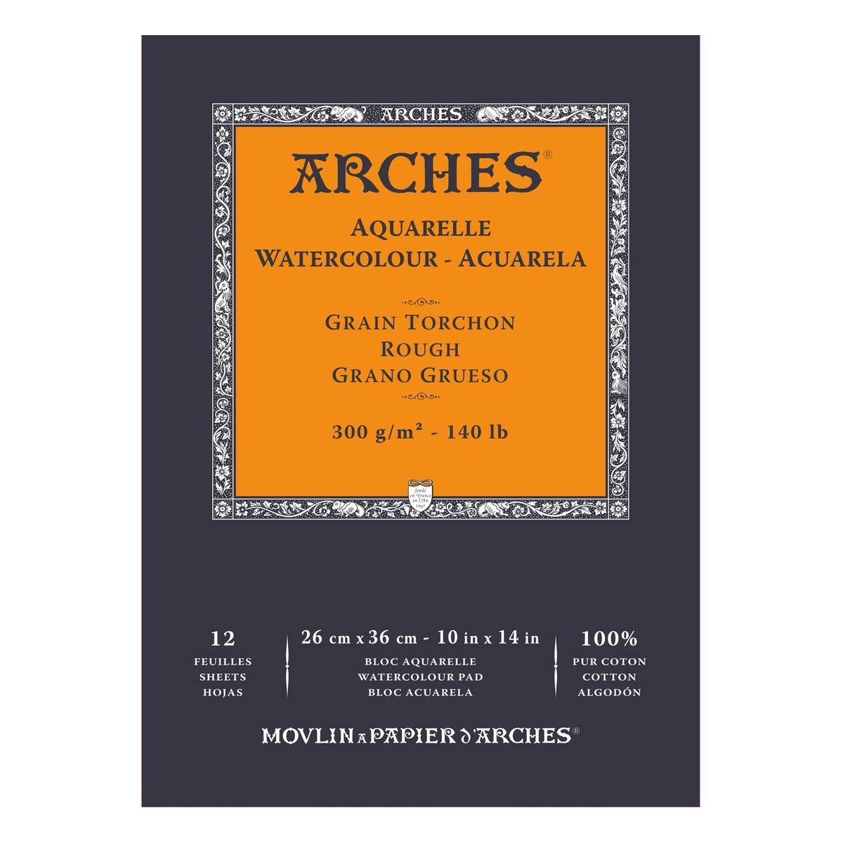 Arches Rough 300g Watercolour Paper 26cm x 36cm 12 Sheets