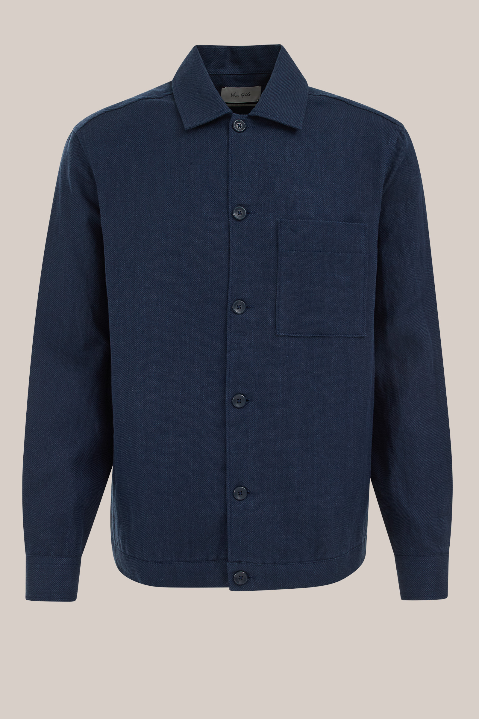 Heren regular fit over shirt met structuur van linnenmix