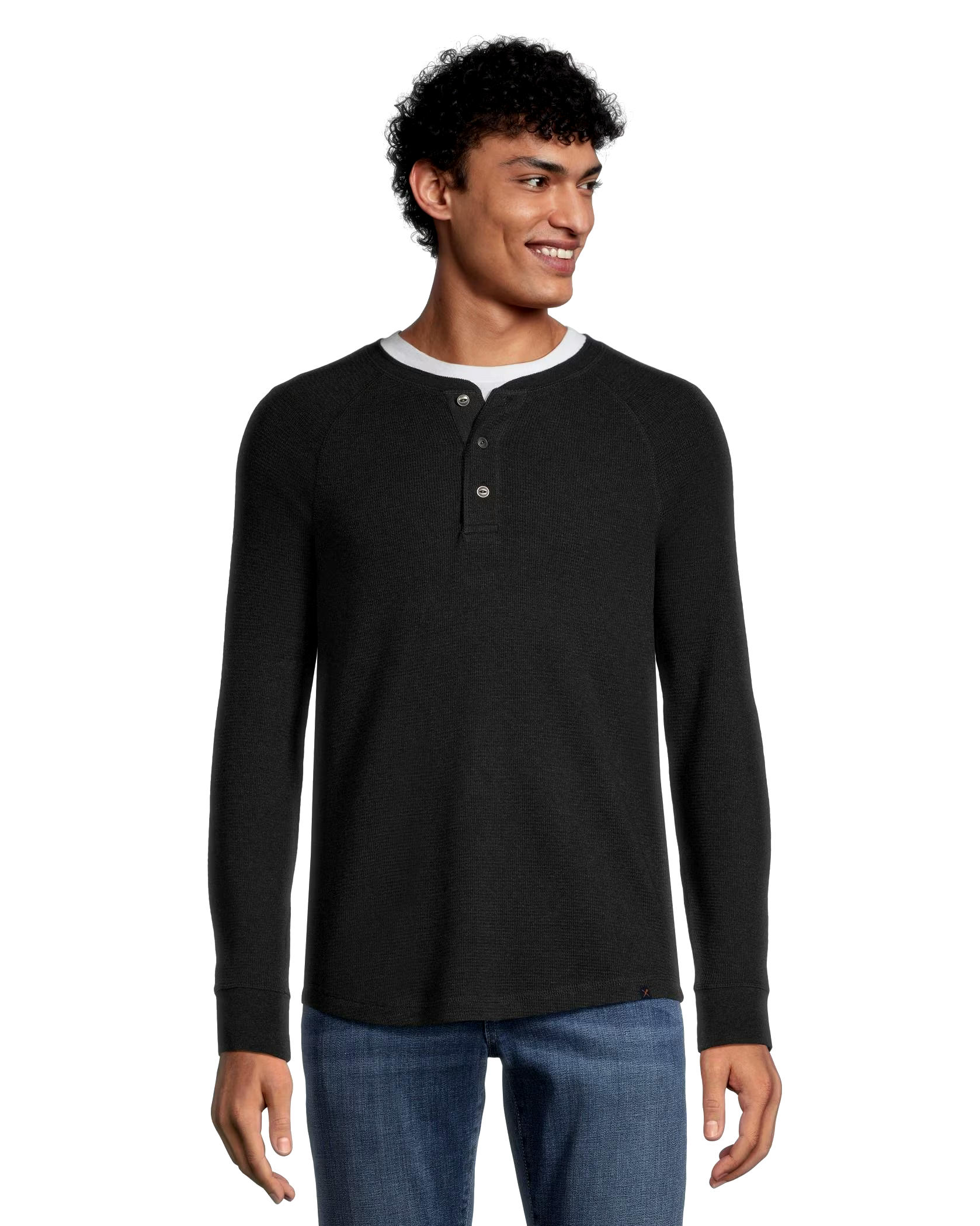 Denver Hayes Men's Long Sleeve Waffle Raglan Henley