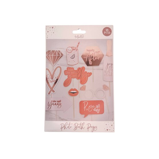 Pink and Rose Gold Hen Party Photo Booth Props 10 Pack