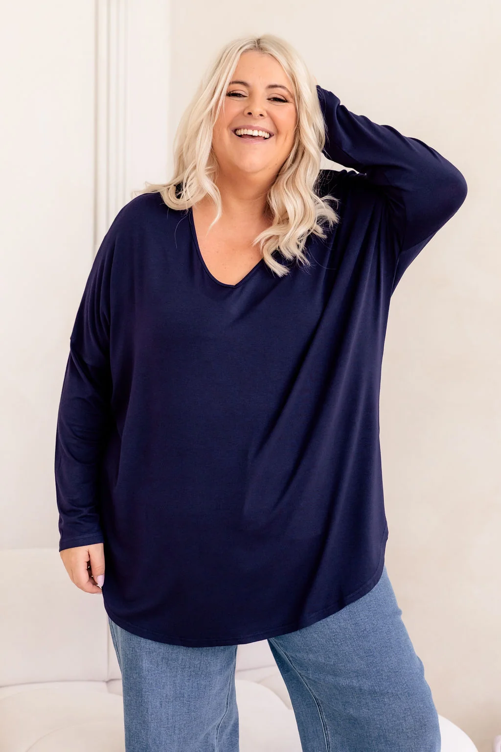 Jasper Jersey Top in Navy