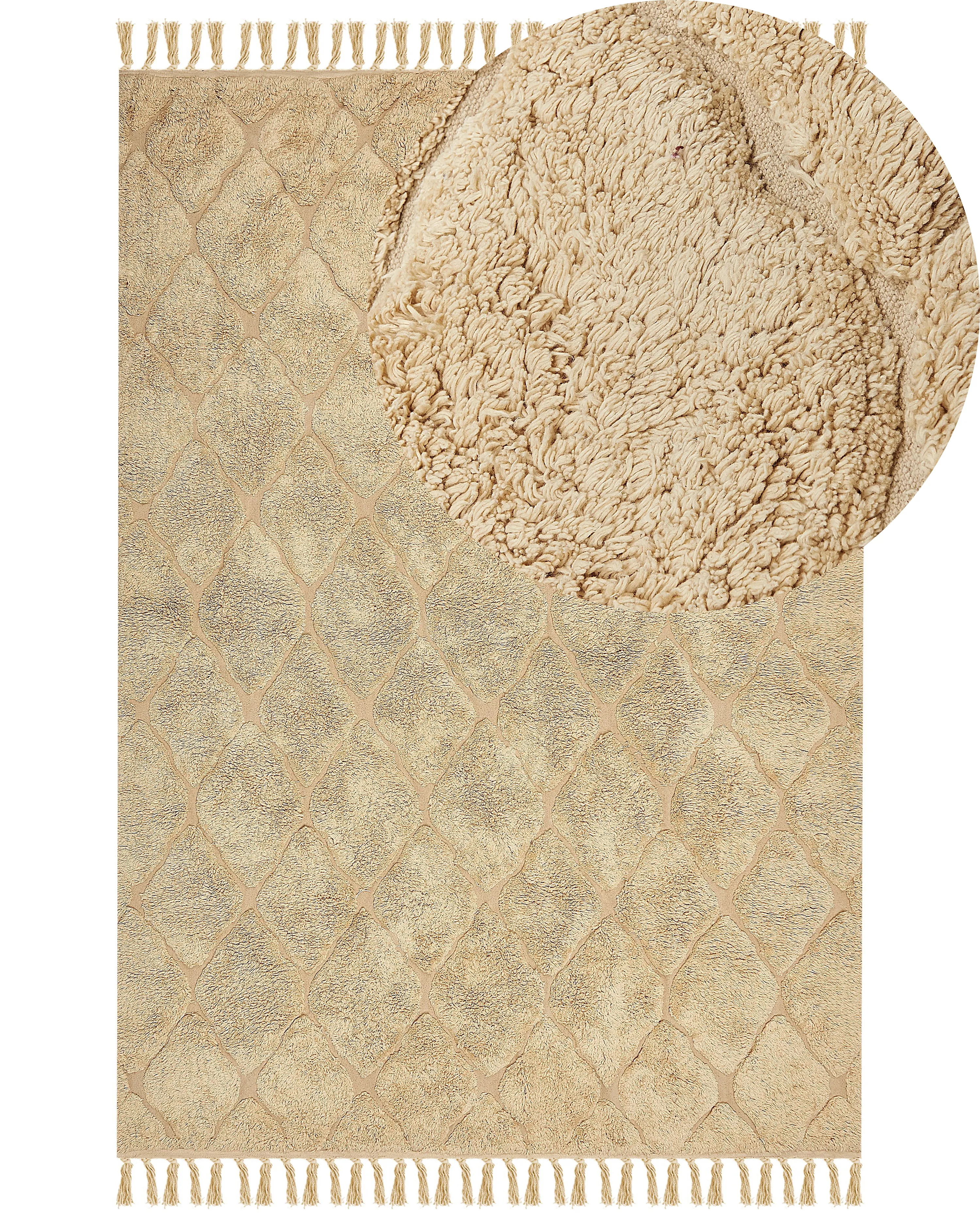 Rug SANLIURFA Sand Beige 140 x 200 cm Cotton