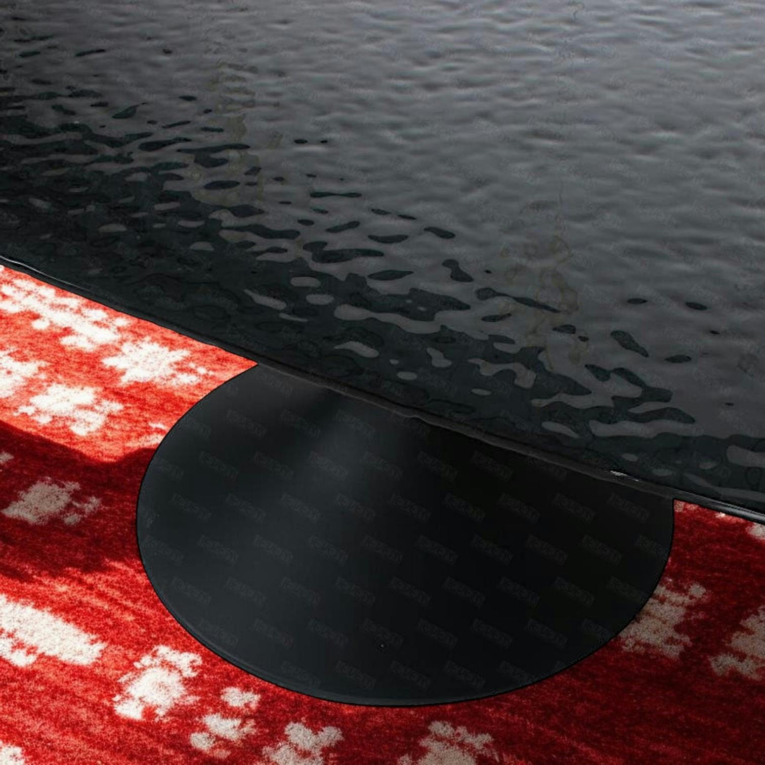 Table à manger noire en verre ondulé forme organique 280 cm LIGURIE