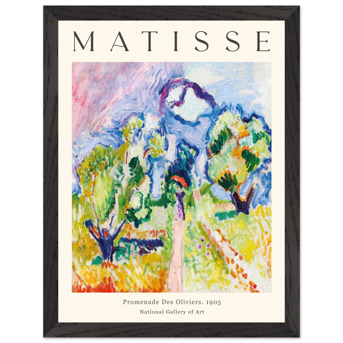 Artfulprints Poster met Lijst Matisse - Promenade des oliviers 1905  - A4 21x29.7 cm - Meerkleurig