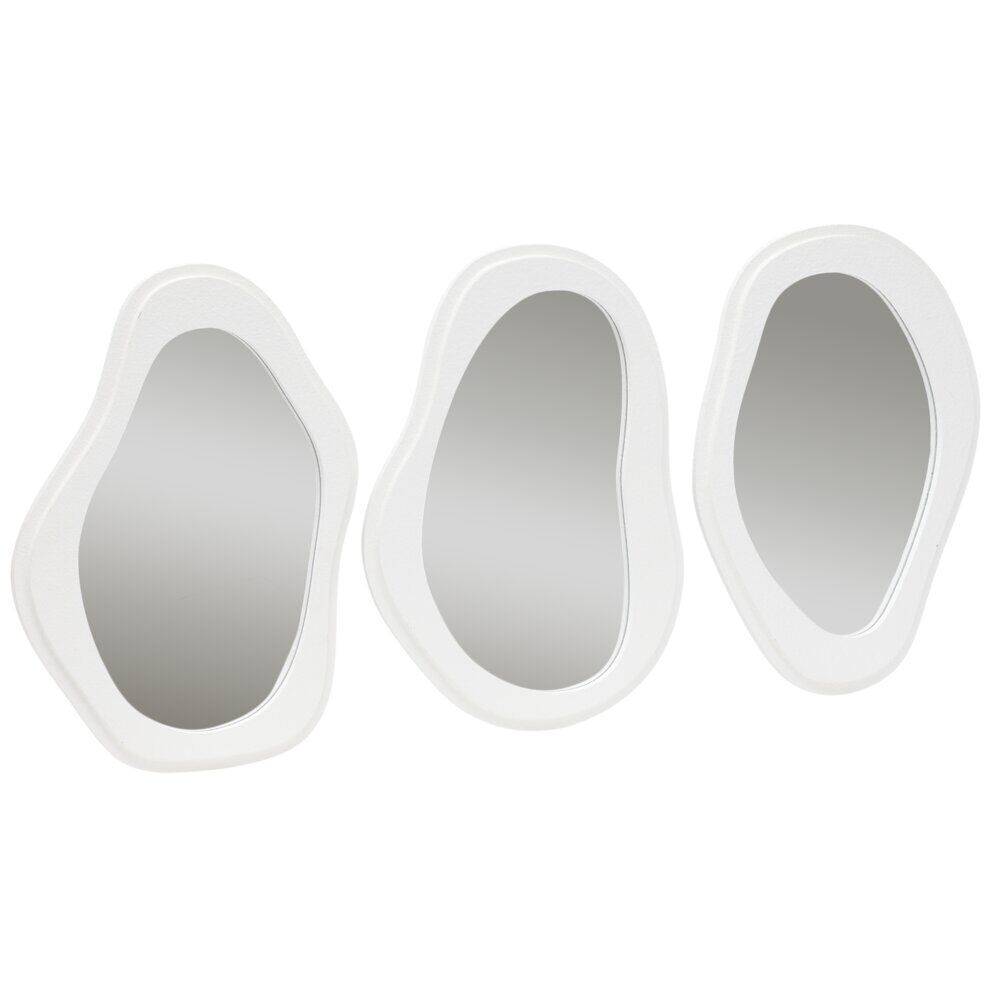 Miroir x3 forme organique bord ciment blanc 21x29cm