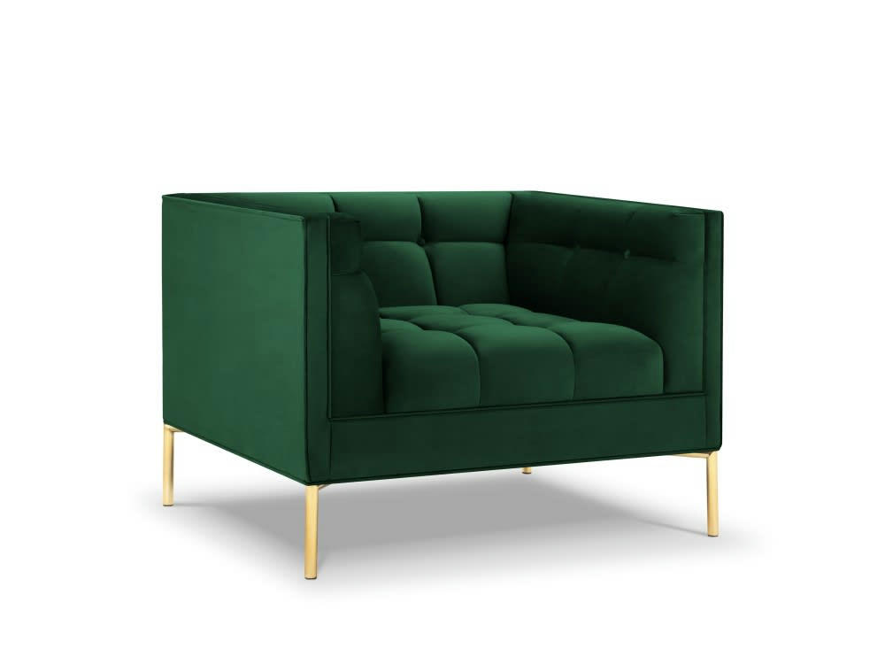 KAROO - Fauteuil velours vert bouteille
