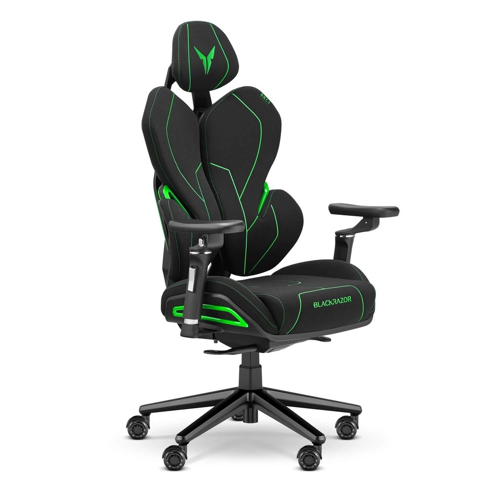 Fotel gamingowy Blackrazor czarno/zielony tkanina