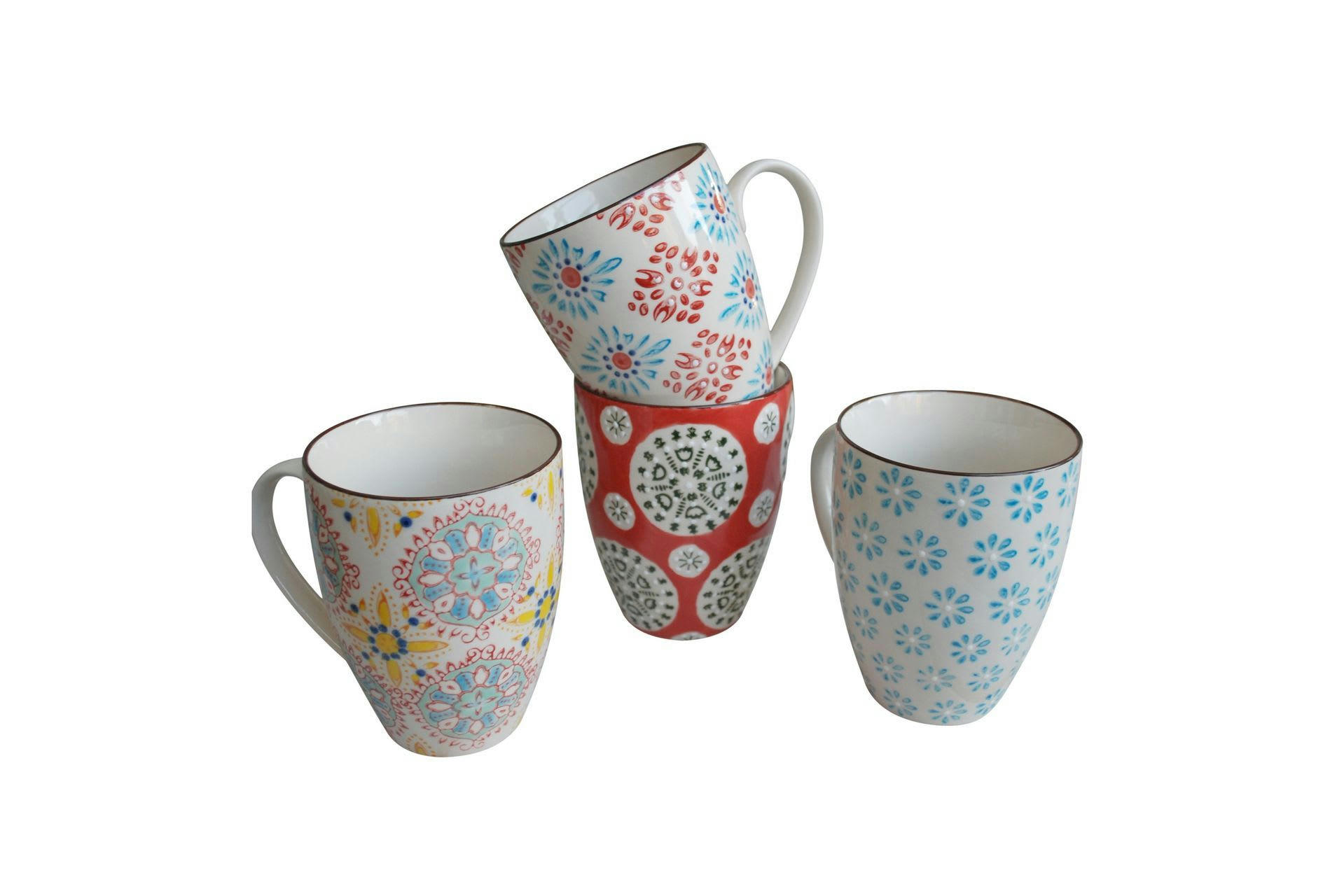 BOHEMIAN - Set de 4 mugs en céramique multicolore