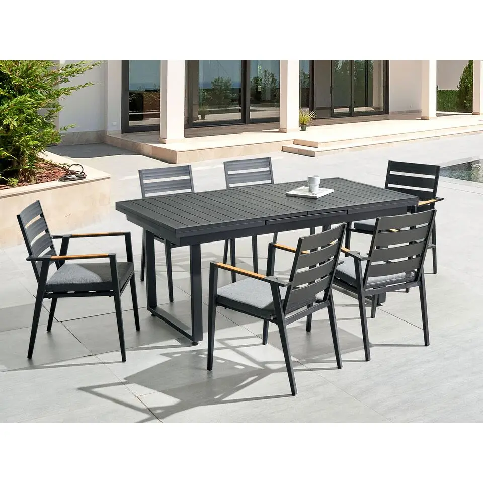 VALCANETTO/TAVIANO - Tuinset voor 6 - Zwart - Aluminium