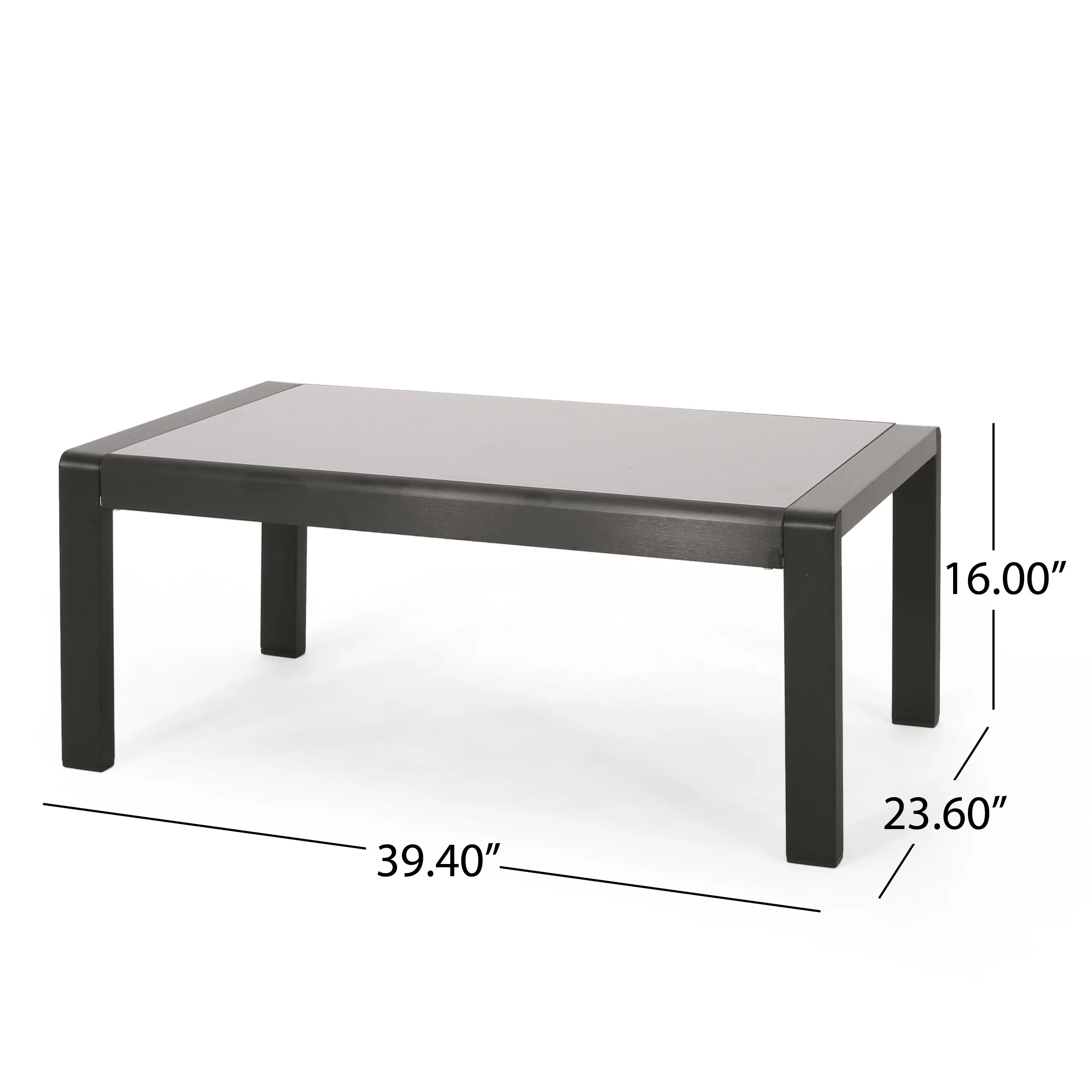 Maya Bay Aluminum and Tempered Glass Outdoor Coffee Table by Christopher Knight Home