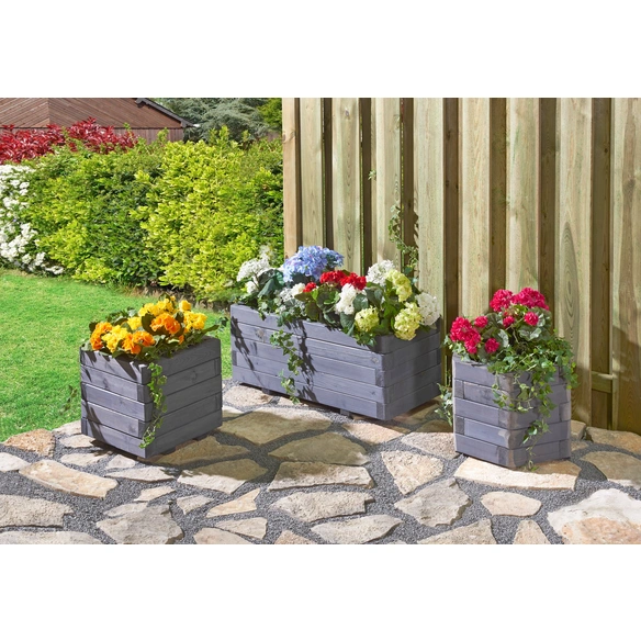 Blumenkasten »Toscana«, BxH: 40 x 35 cm, grau, Holz