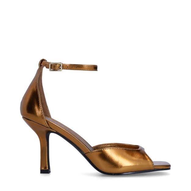 Gouden sandalen met hak