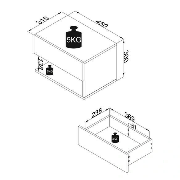Wandregal »Usal«, BxHxL: 45 x 30 x 32 cm
