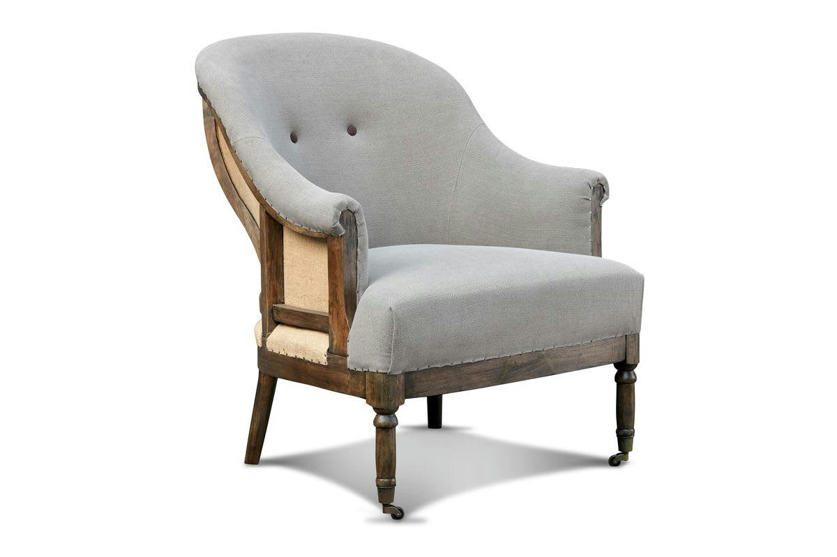 LEONIE - Fauteuil rond en tissu gris