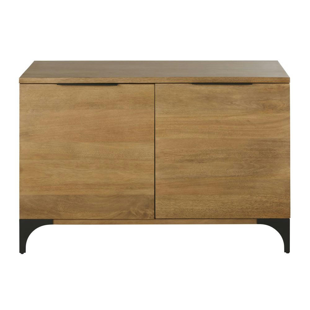 Metropolis - Buffet 2 portes en bois de manguier massif et métal grisé