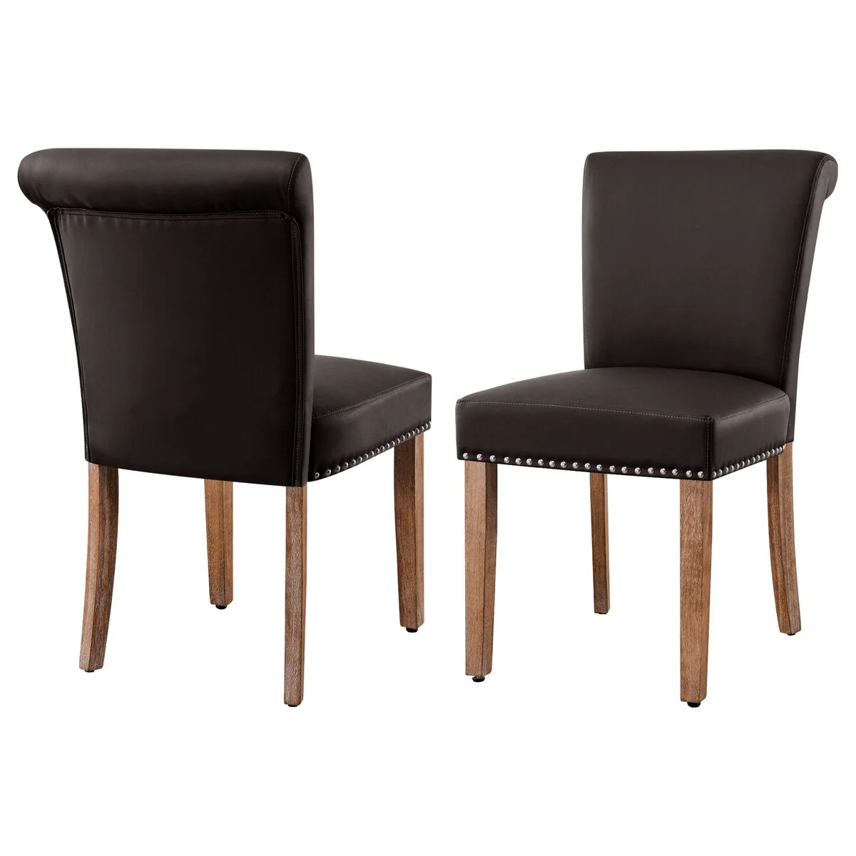 Subrtex Faux Leather Parsons Upholstered Nailhead Dining Chair (2-Pack)