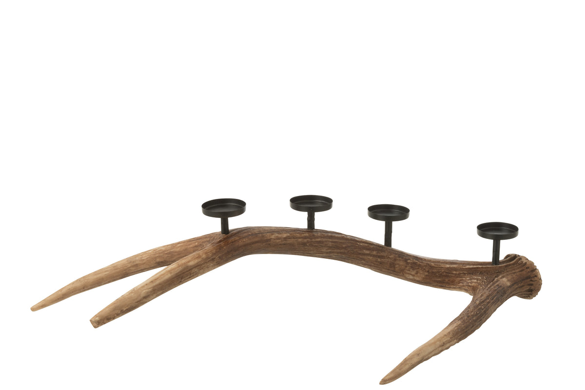 J-Line kaarshouder Antlers - polyresin - bruin - small
