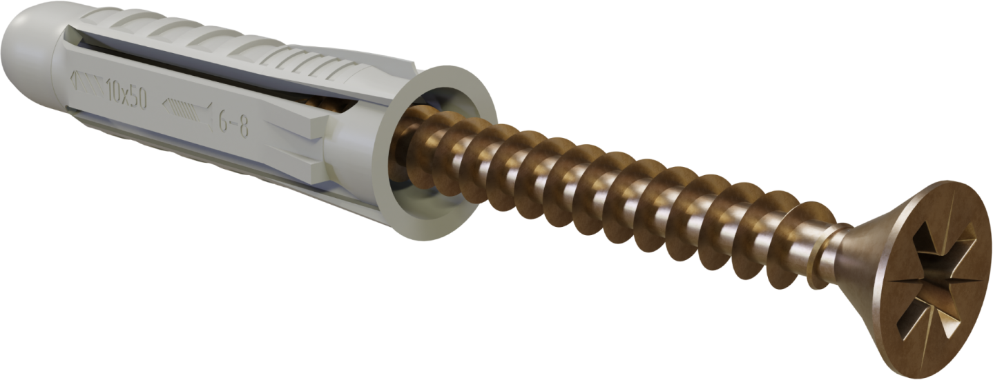 Kołek rozporowy uniwersalny z wkrętem RXS śr. wiercenia: ø6mm , wkręt: ø4,0x40mm STALCO PERFECT RXS-6/4,0x40