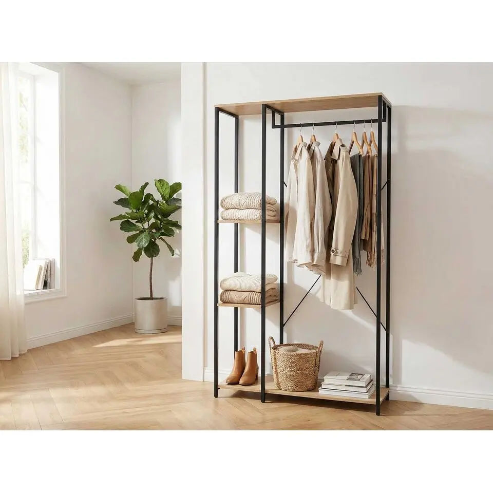 Emob Design Kledingrek Alizee - 90x40x167cm - met kledingroede & 2 legplanken