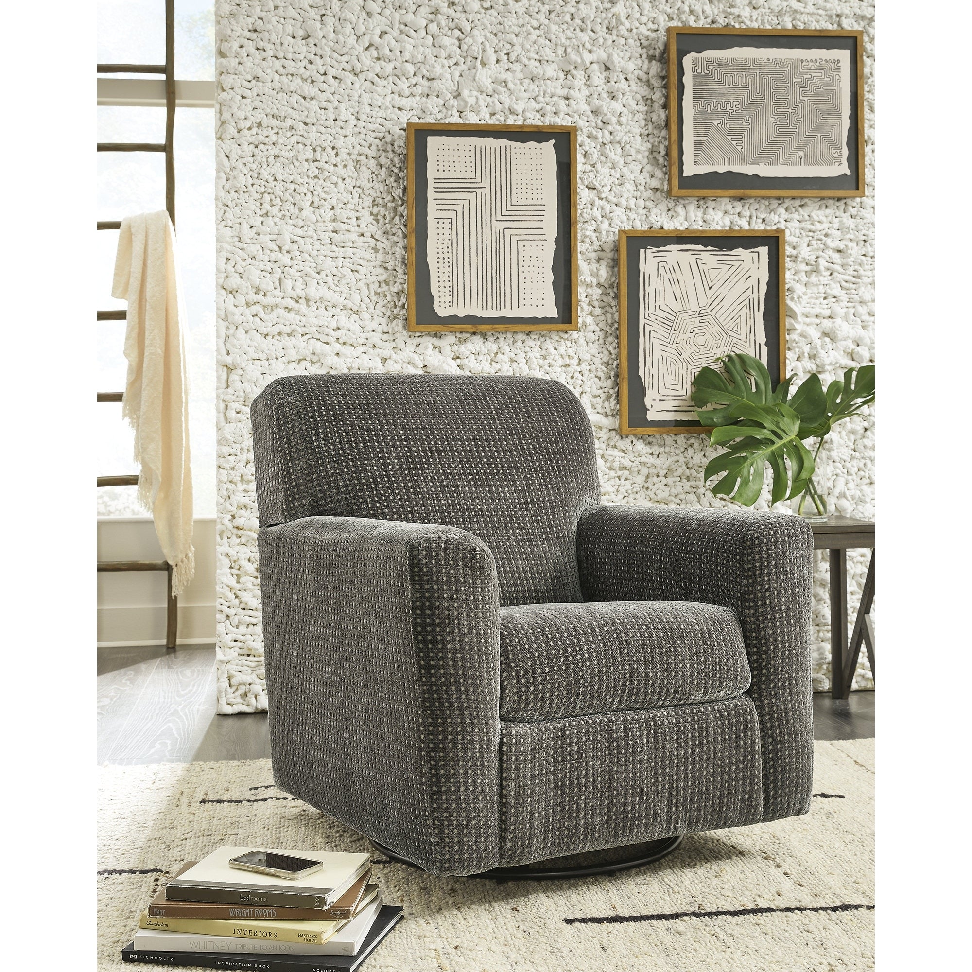 Signature Design by Ashley Herstow Swivel Glider Accent Chair - 35W x 38D x 37H