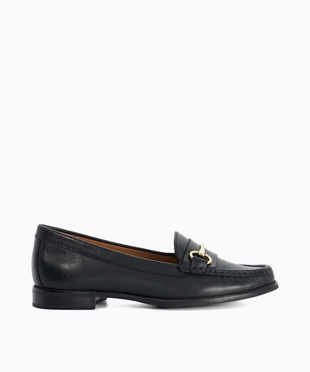 Glenny Black - Wide Fit Snaffle Trim Loafers