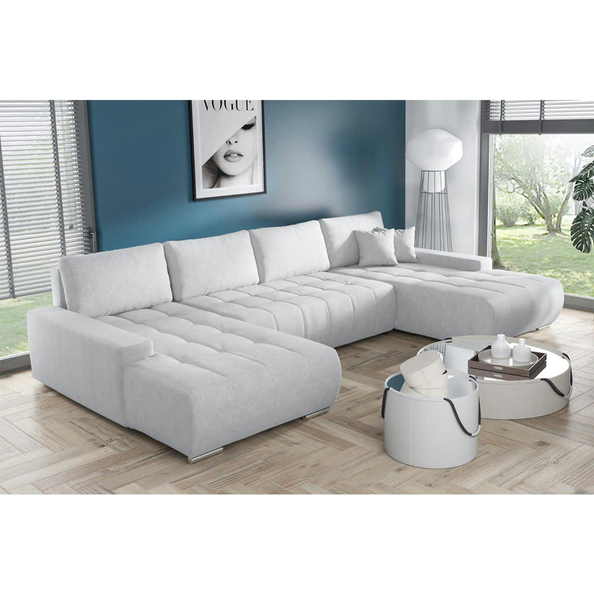 - Canapé en u 5 places gris