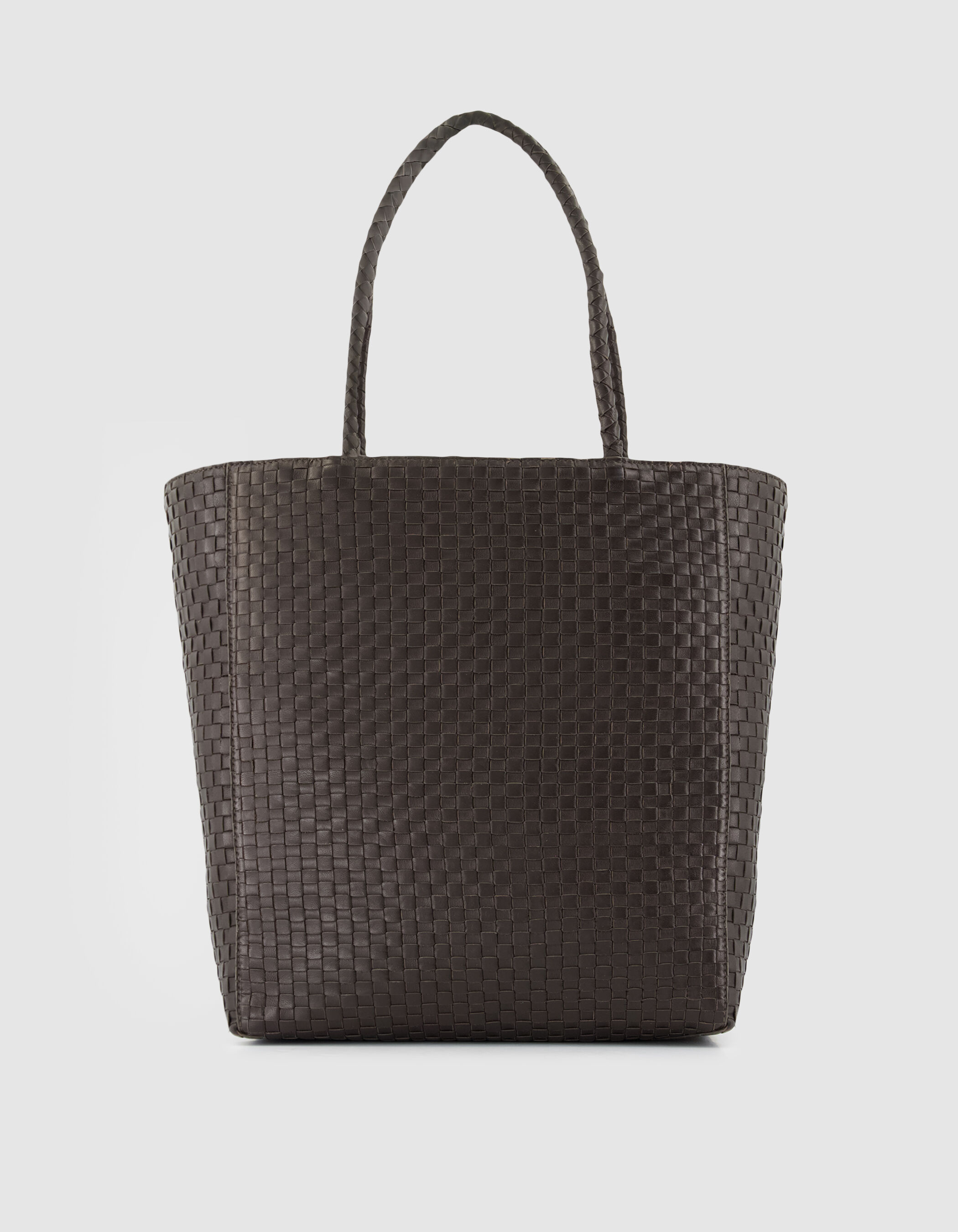 Sac cabas marron cuir tressé Femme