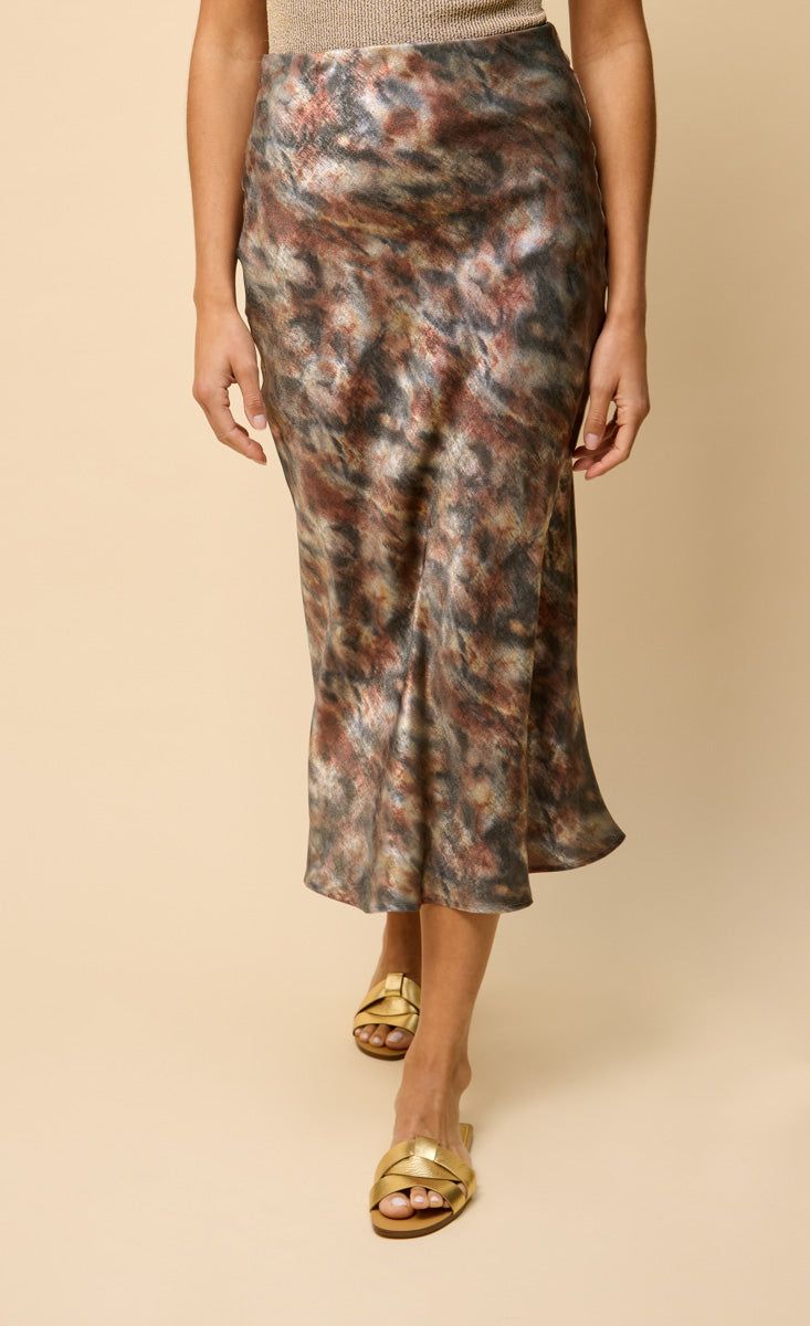 Little Mistress Sage Blur Print Midaxi Skirt