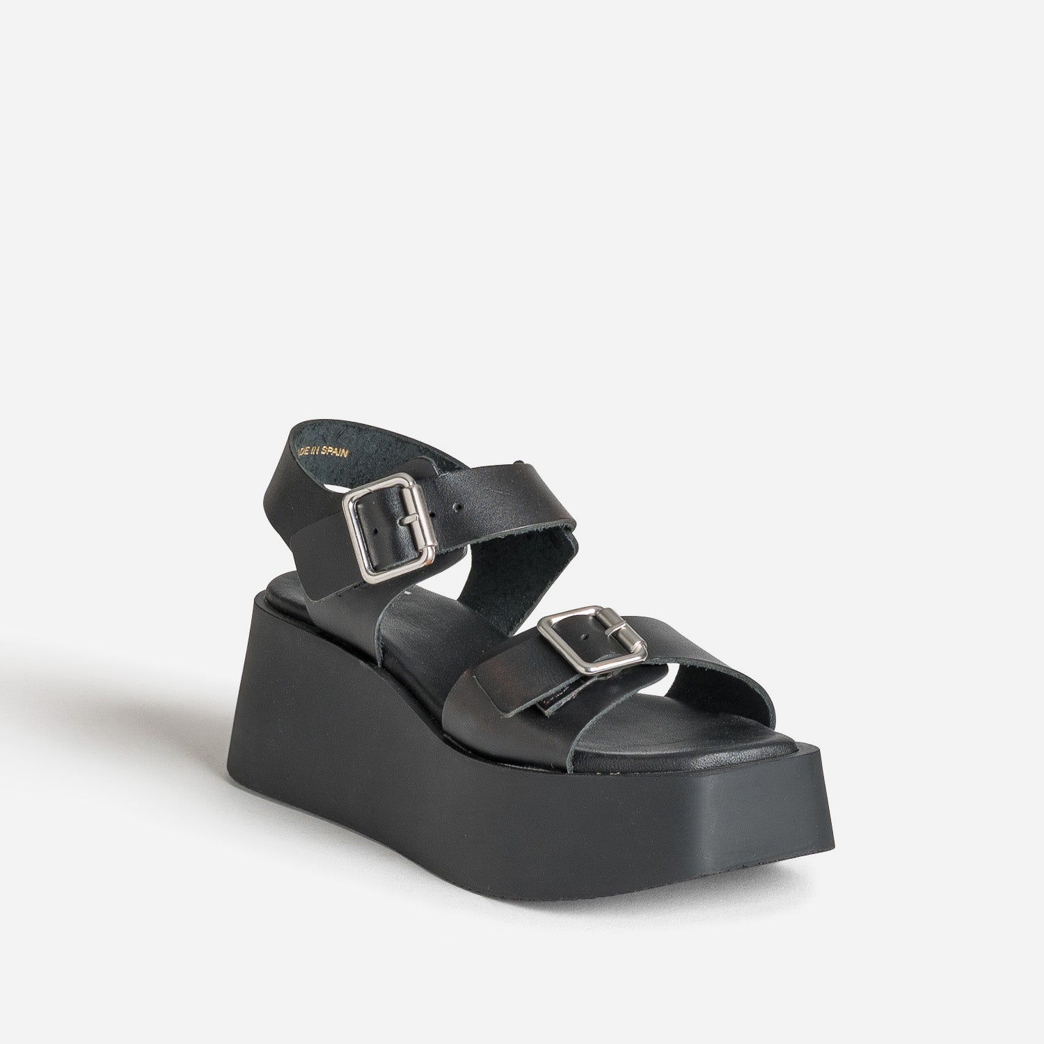 Sandale plateforme noire cuir