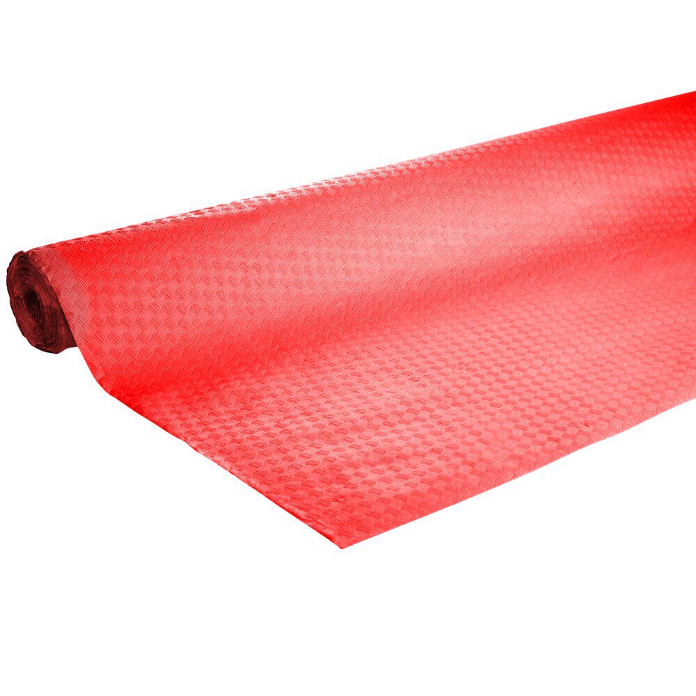 Nappe en papier gaufré toile de lin rouge 1,2x15m