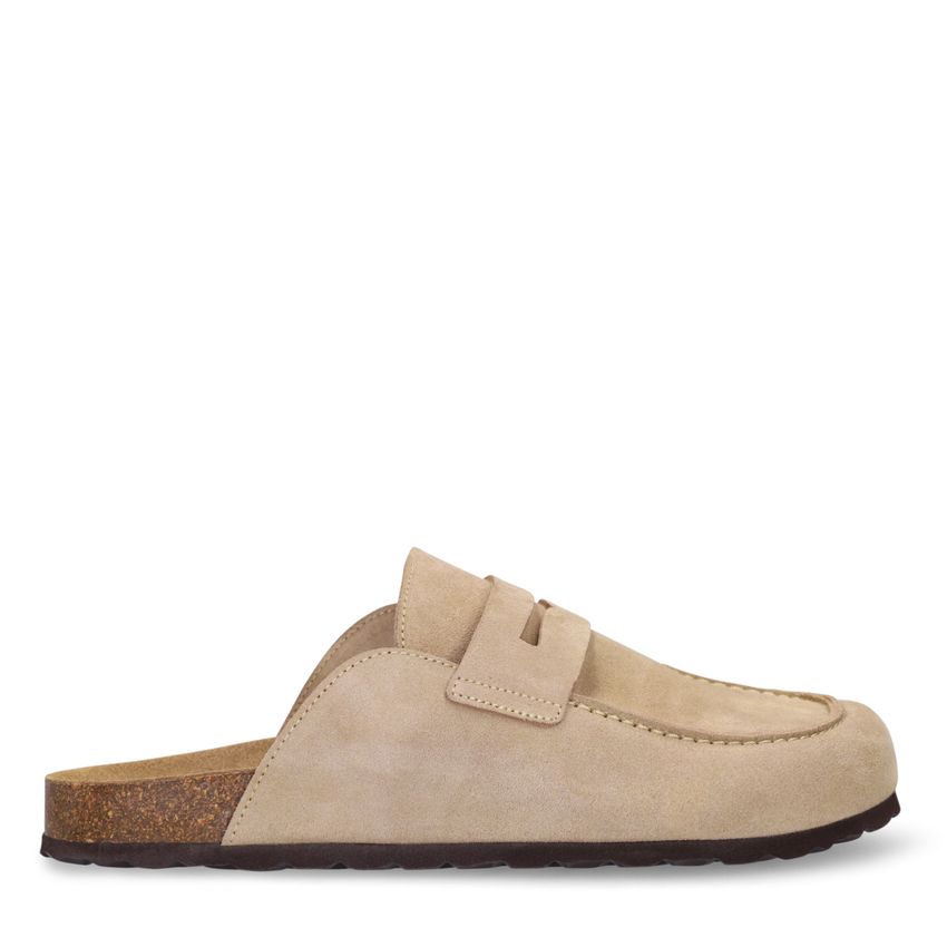 Manfield Beige suède clogs