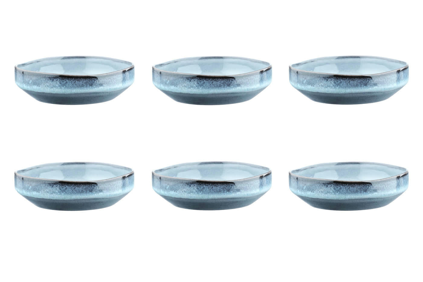 GENESIS - Lot de 6 bols petit-déjeuner en grès bleu D17