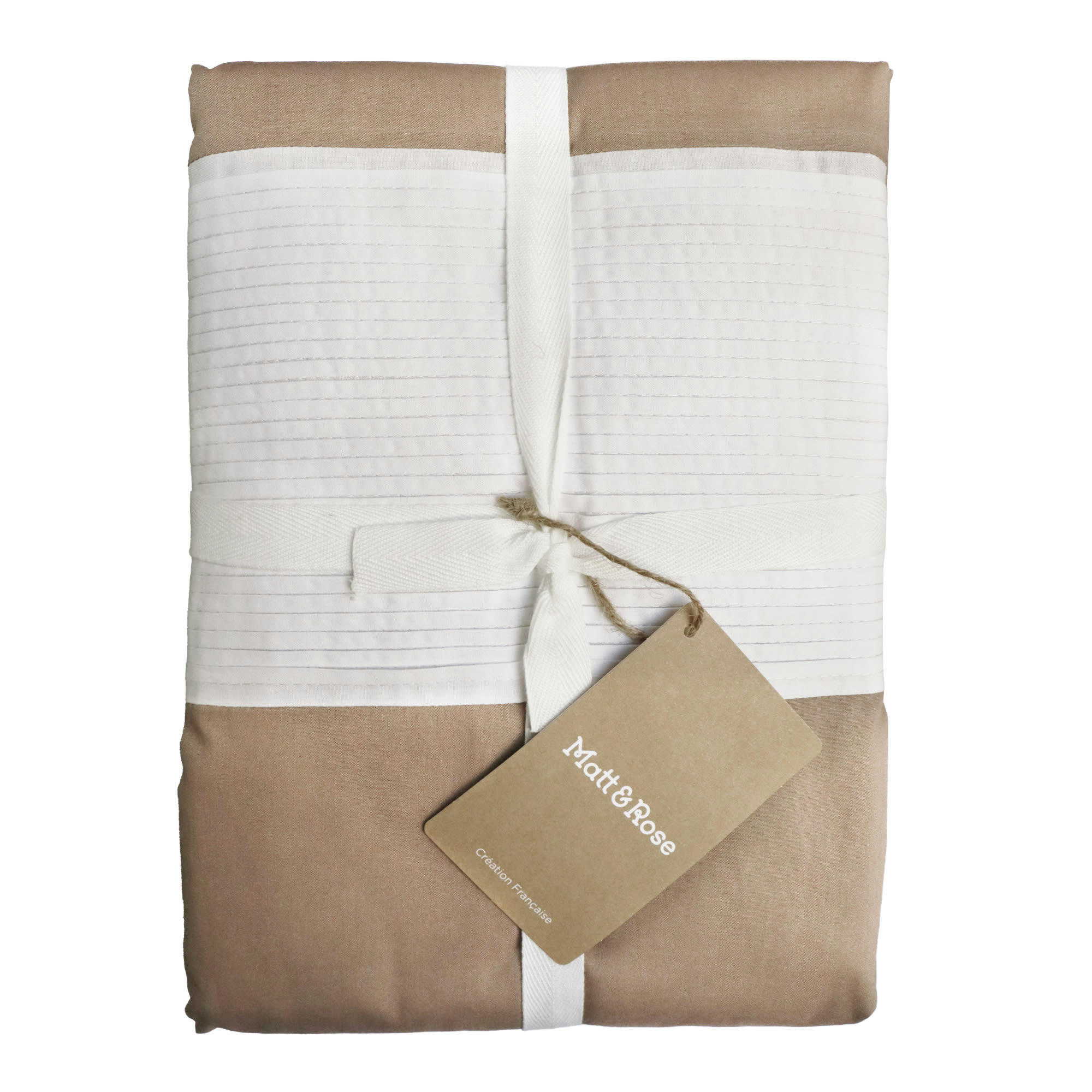 PLISSÉ TENDANCE - Housse de couette unie en percale de coton BIO Taupe 240x220cm