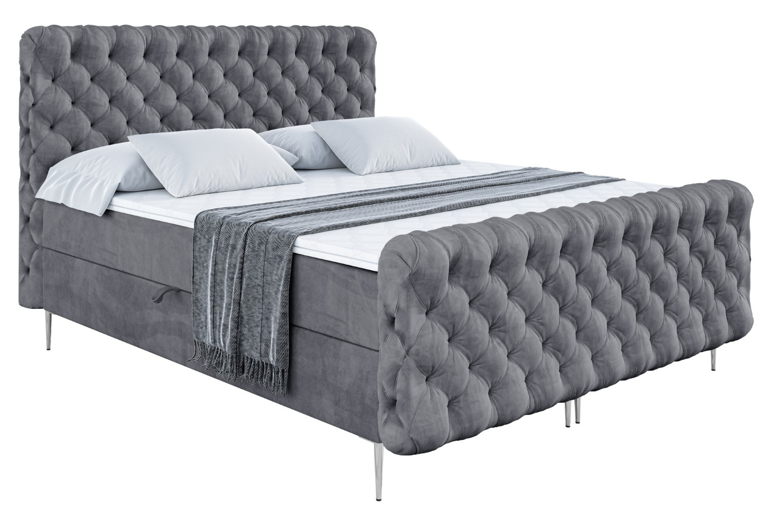 Łóżko kontynentalne - pojemnik, materac, nóżki BOXI8-FS-Z 120x200 cm