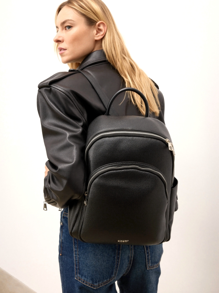 Black leather backpack