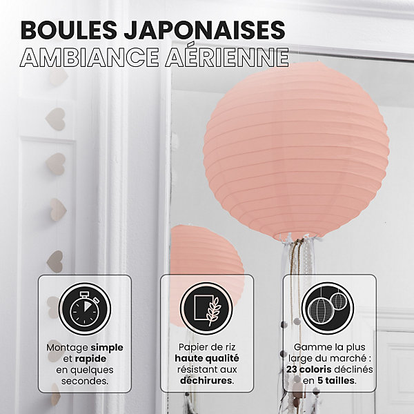 Lot de 12 Boules Japonaises Pêche 30 cm