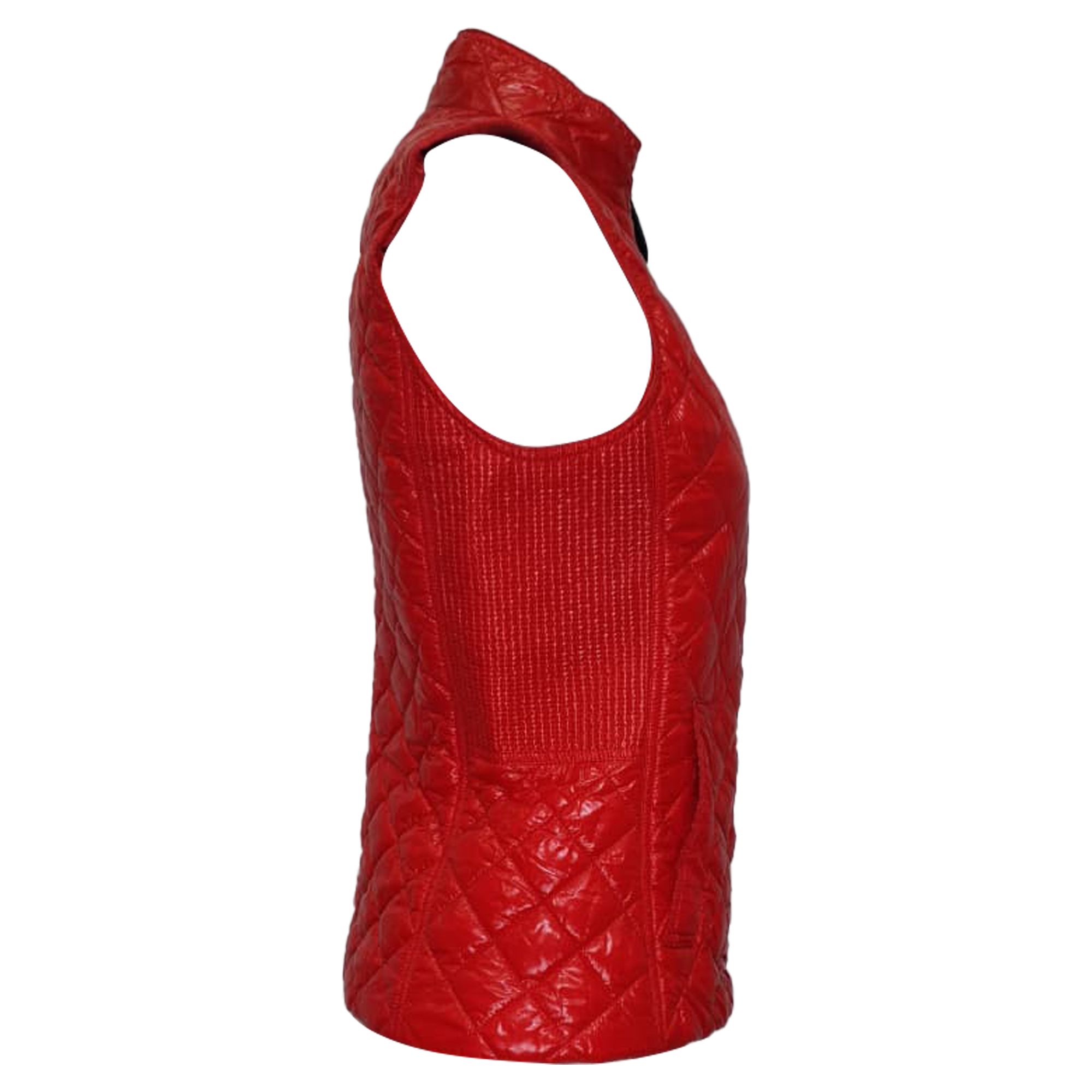 Burberry Preloved Quilted Zip-Up Down Vest in Red Polyamide