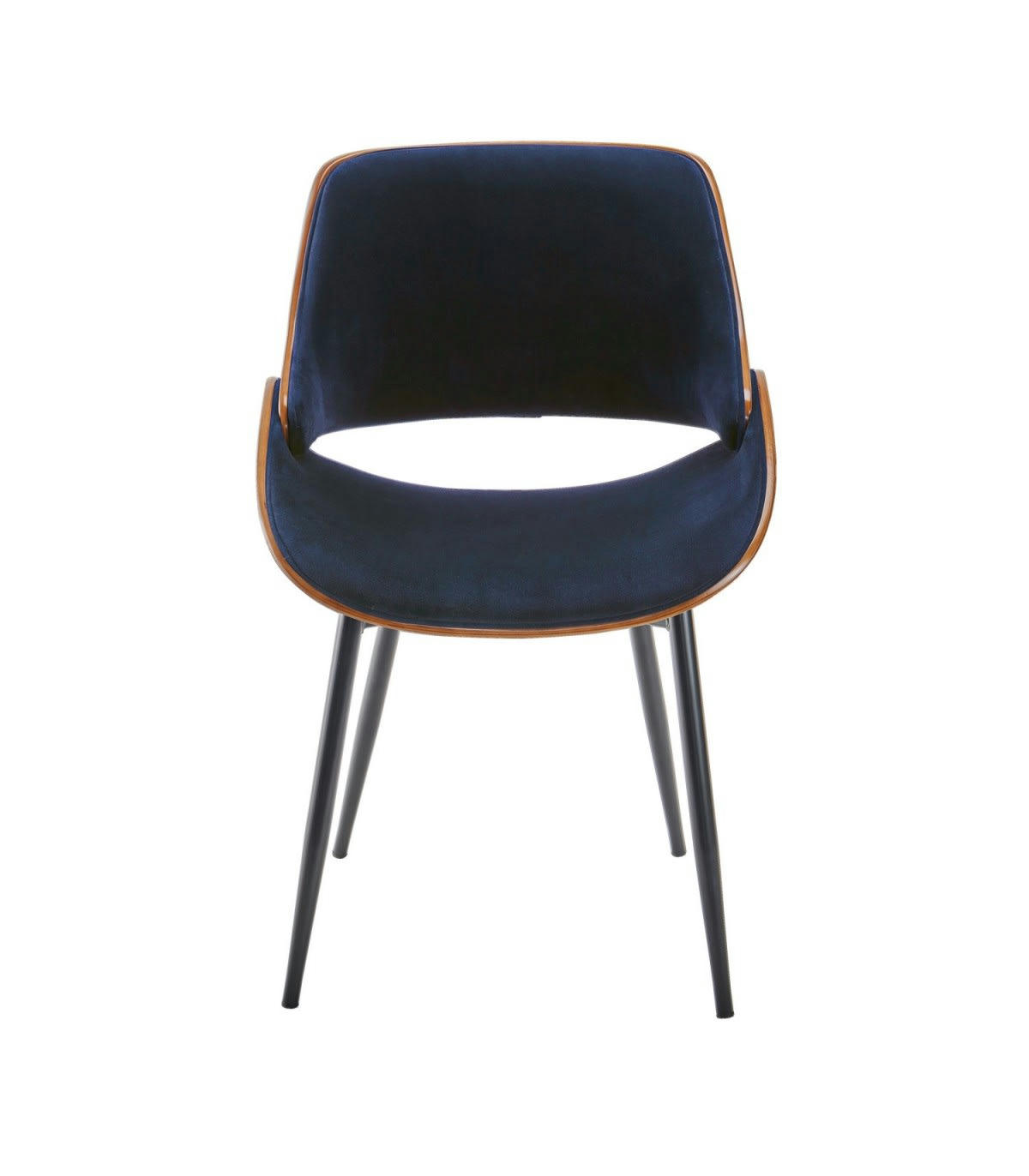 MANNIX - Chaise finition noyer avec assise en velours