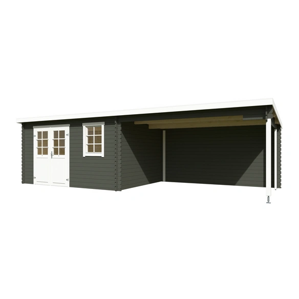 Gartenhaus »Reno«, BxHxT: 780 x 211 x 313,9 cm, (Außenmaß inkl. Dachüberstand), grüngrau